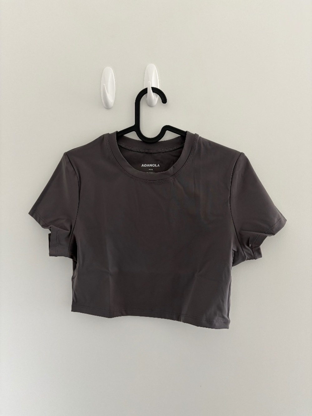 NWT Adanola Short Sleeve Crop Top - Dark Grey